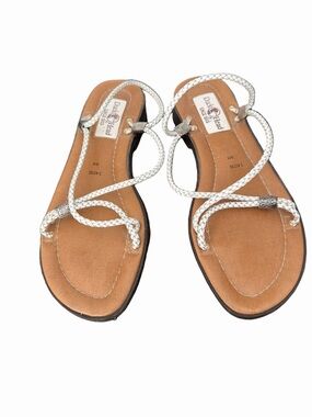 Duck Head Silver Braided Strap Sandals with Tan Footbed